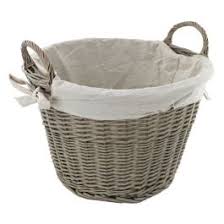 Deville Grey Round Wicker Basket with Jute Liner