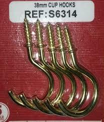 Securit Cup Hooks Shouldered EB 38mm 5 Pack - Flying Dutchman Stores