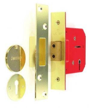 SECURIT S1804 5 LEVER DEADLOCK DOOR LOCK BRASS PLATED 63mm - TWO KEYS - Flying Dutchman Stores